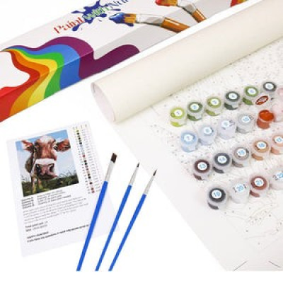Complete Painting Art Set – Paint Colors, Brushes, Canvas Board & Picture Frame
