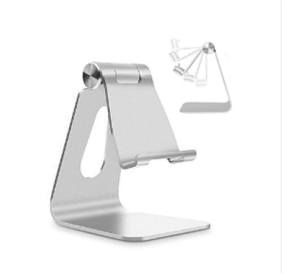 CreaDream Adjustable Aluminum Cell Phone Stand – Silver Desktop Holder