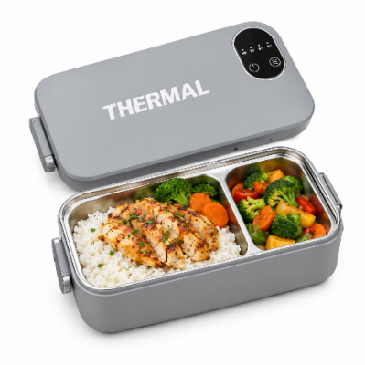 Portable Electric Lunch Box with Self-Heating – Rechargeable Stainless Steel Food Warmer